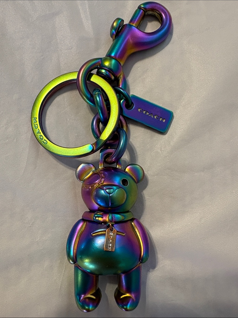 LIKE NEW Coach Hologram/Oil Slick Bear Keychain